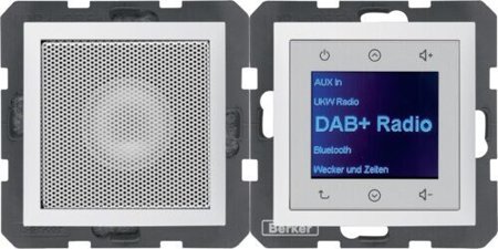 B.x Radio tactil DAB+, Bluetooth cu difuzor alb mat 30809909 Berker